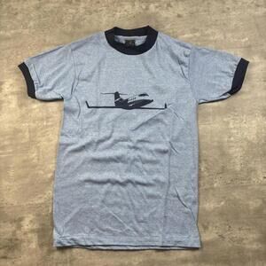 Vintage 1980’s Blue Boeing Graphic Airplane Ringer Tee
